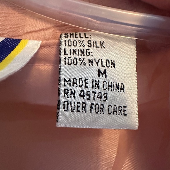 Vintage 80's EVR Pink Silk Striped Oversized Full Zip Sports Bomber Jacket M - Picture 4 of 10